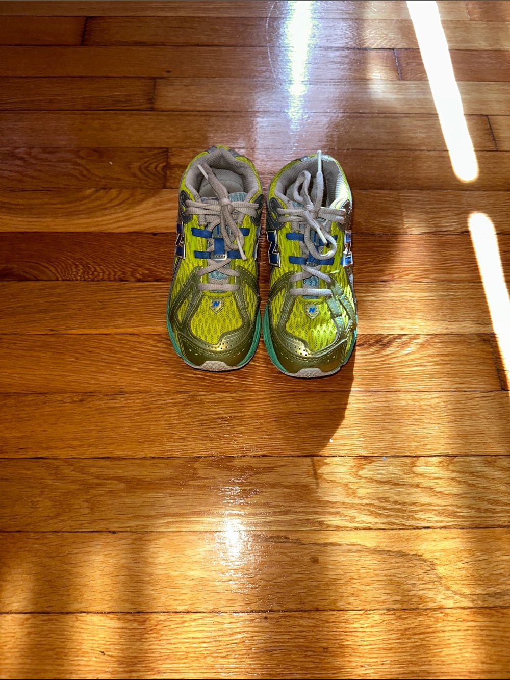 New Balance Kids Lime Green and Blue Sneakers